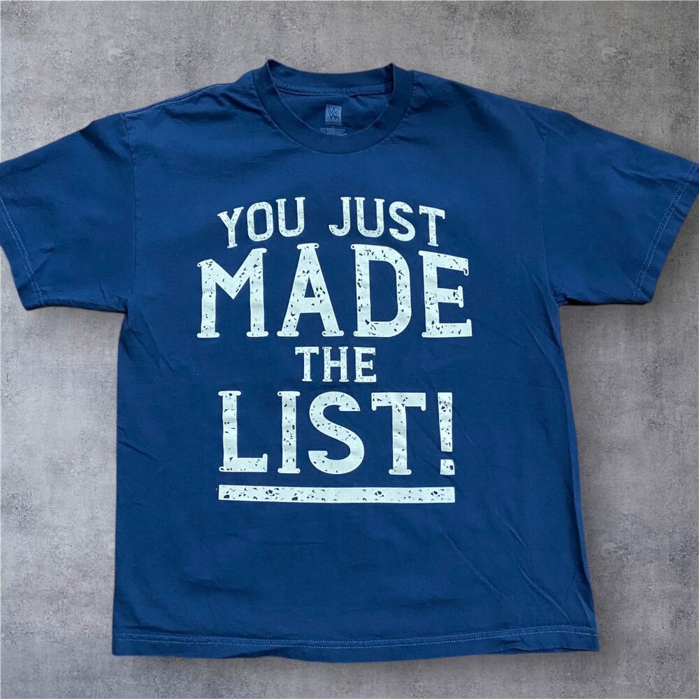 WWE Chris Jericho The List Of Jericho Navy Blue White T-Shirt Men's Size Large